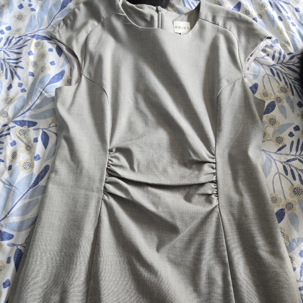 Reiss grey mid calf work dress